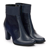 Botine dama elegante din piele naturala bleumarin 1017