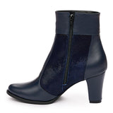 Botine dama elegante din piele naturala bleumarin 1017
