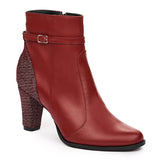 Botine dama elegante din piele naturala visinie 1019