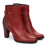 Botine dama elegante din piele naturala visinie 1019