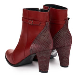 Botine dama elegante din piele naturala visinie 1019
