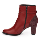 Botine dama elegante din piele naturala visinie 1019