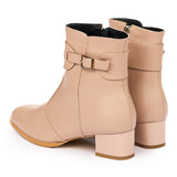 Botine dama elegante din piele naturala bej 1023